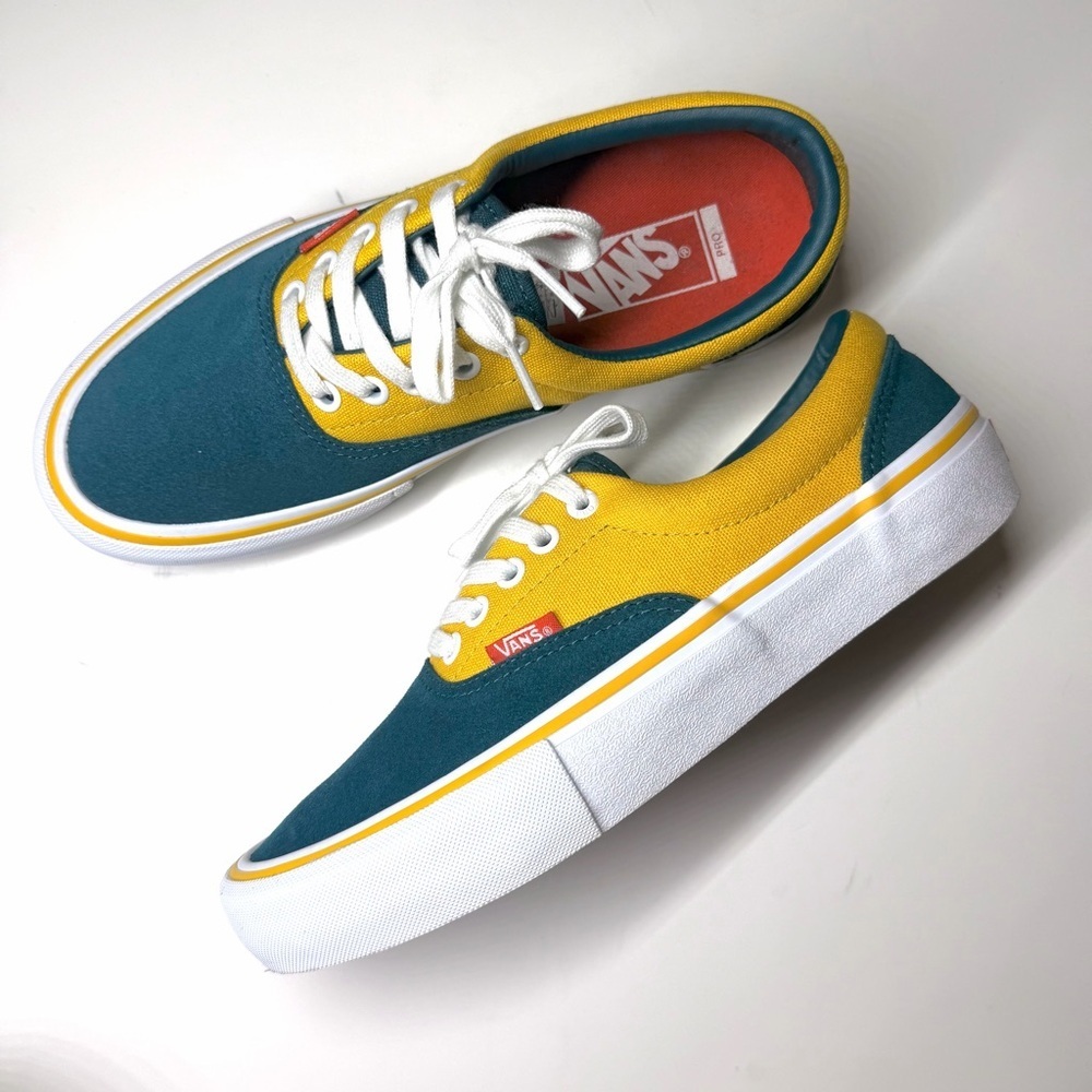 Vans Men's Era Pro Prime Atlantic Green Yellow Canvas Suede shoes Size- 7.5 - Picture 8 of 10